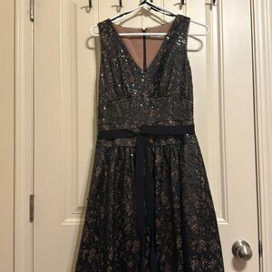 Black lace dress with very small sequence and black ribbon tye🖤 By ELIZA J